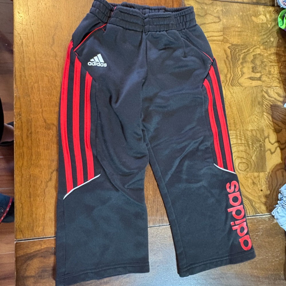 Adidas Kids Black and Red Track Pants - Picture 1 of 3